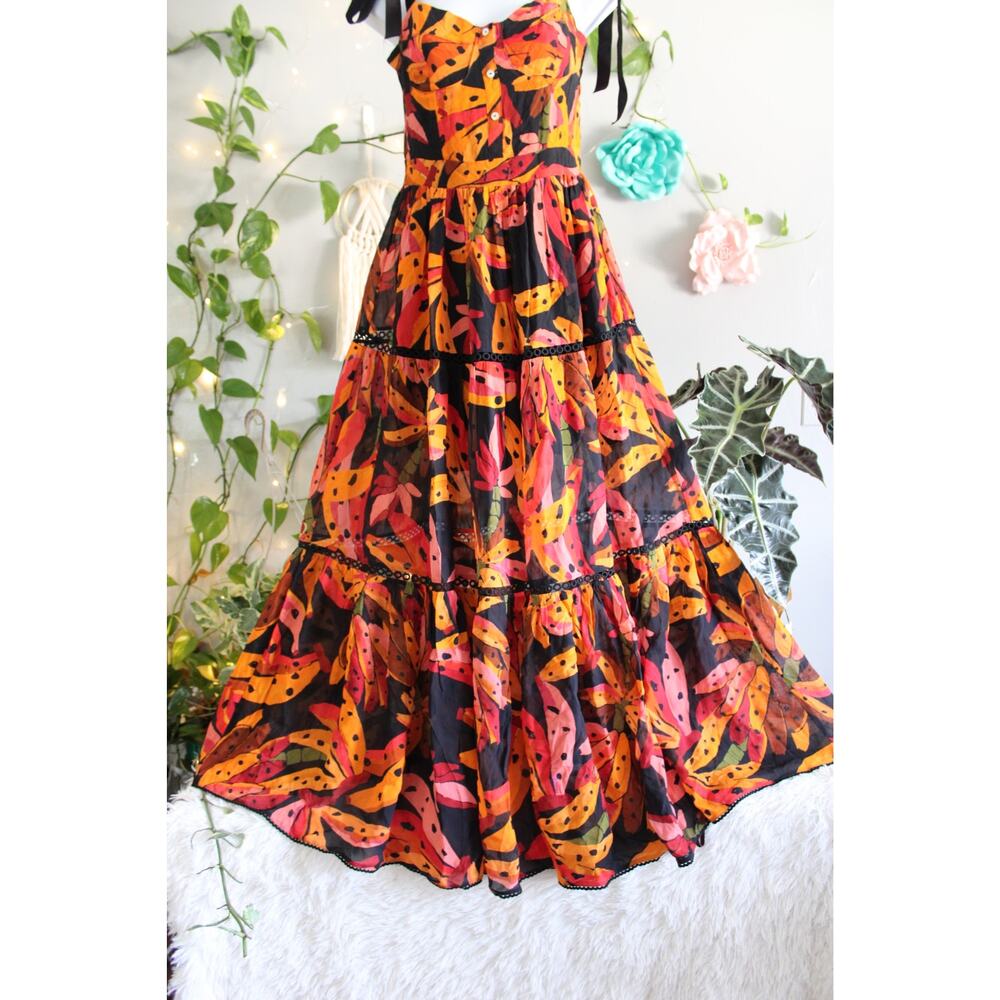 Farm Rio Banana Print Tiered Maxi Dress Size S MSRP $345 – NWOT - Picture 9 of 13